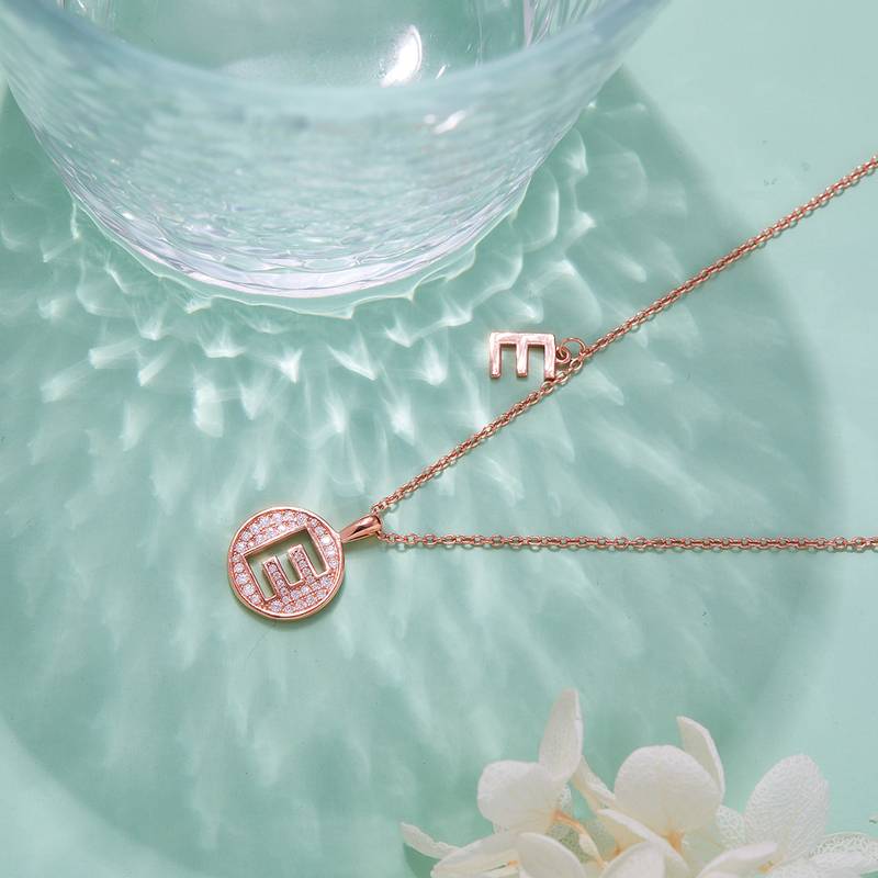 E-style pendant S925 silver plated rose gold Moissanite diamond light luxury letter necklace